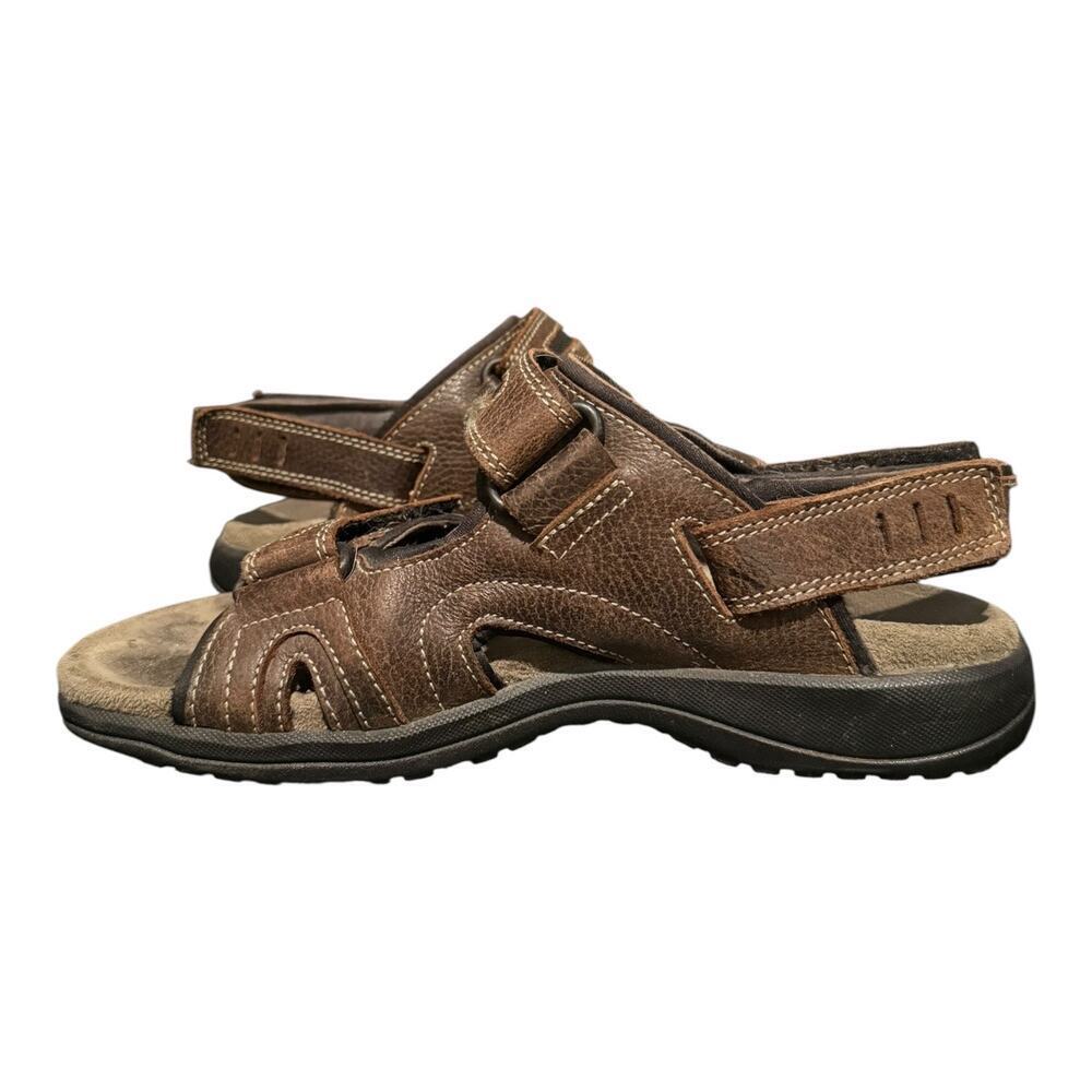 Clarks Sandals Men’s Size 8 Adjustable Strap Flats Comfort Brown Leather - Picture 7 of 9